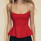 Sleeveless Open Back Solid Color Cami Tank Tops Chic Women's Summer Flared Hem Camisole Party Club Y2K Streetwear