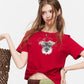 Schnauzer Print Cropped T-Shirt, Letter Graphic Twisted Tee, Casual Short Sleeve Top for Women