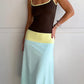 Color Blocked Sexy Midi Dress For Women 2026 Summer Spaghetti Strap Sleeveless Backless Slim Fit Vacation Club Dress
