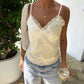 Women Satin Lace Trim Cami Top V Neck Spaghetti Strap Bow Detail Camisole Y2K Coquette Aesthetic Summer Street Tank Top