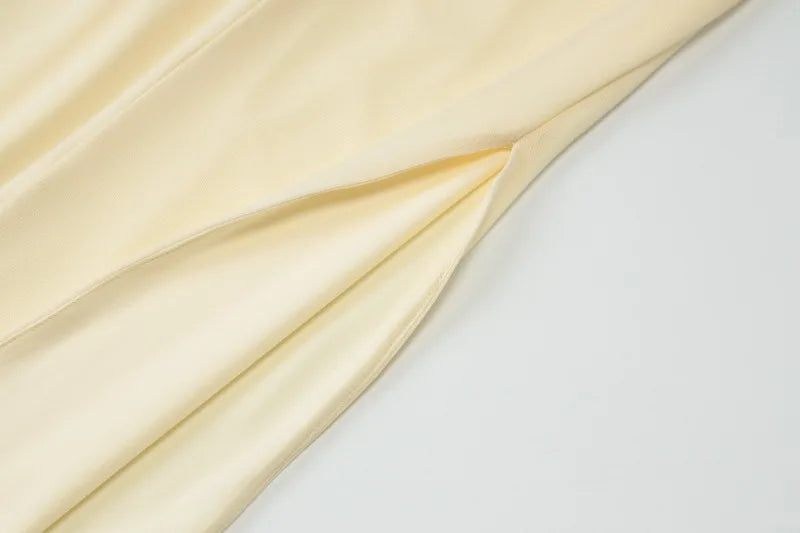 Strapless Backless Side Split Maxi Dress Yellow Elegant Summer Wedding Guest Dresses Woman
