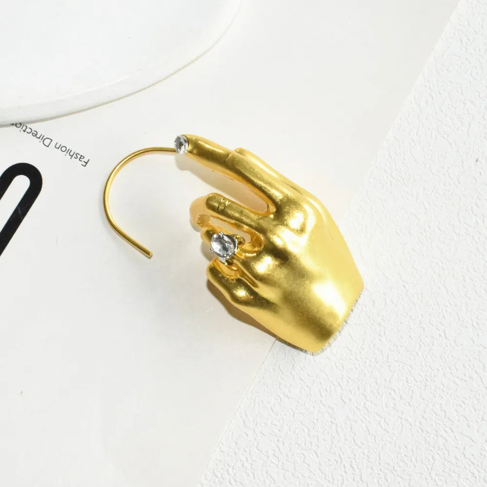 1PC Novelty Design Metal Hand Left Earcuff Dangle Earrings For Women Jewelry Fashion Show Statement Earrings Accessories