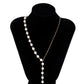 Elegant Asymmetric Imitation Pearl Chest Chain Necklace Women Wed Bridal Kpop Bead Long Choker Accessories Jewelry New