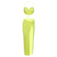 Elegant Solid Women 2 Piece Set Summer Trend Swing Collar Camisole+Knot Split Skirts Matching Skinny Clubwear Outfits