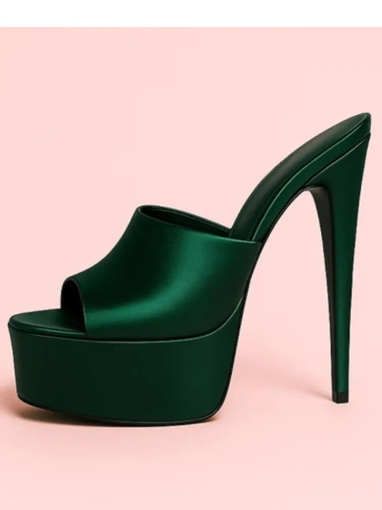 Summer New Women's Thick Bottom, Fine High Heels, Toothed Cool Slippers, Fashion Show, Party, Ultra High Heel Sandals