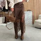 Women Patchwork Lace Skirts 2026 New High Waist Slim Hollow Out Maxi Skirts Autumn Brown Fashion Party Club Boho Skirt