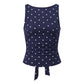 Women's Y2K Polka Dot Sleeveless Tank Top Boat Neck Ruched Side Back Tie Knot Cropped Blouse Casual Summer Streetwear