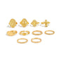 10Pcs/Set Exquisite Elegant Irregular Geometry Finger Rings Women Creative Romantic Wedding Banquet Jewelry Accessories