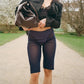Women Sheer Mesh Biker Shorts High Waist See Through Knee Length Cycling Shorts Y2K Streetwear Solid Casual Mid Shorts