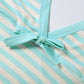 Stripe Print 2 Piece Set Woman Bow Decoration Halter Low-Neck Navel Exposed Tops+Skinny Mini Shorts Sexy Fashion Suit