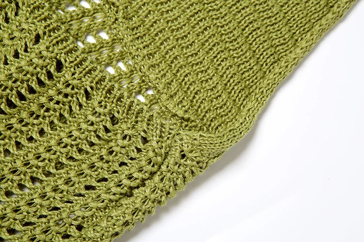 Crochet Elegant Short Dress Women Sexy See Through Bandage Halter Backless Sleeveless Skinny Peach Hip Mini Bodycon