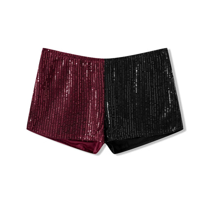 Women Y2k Sparkly Sequin Shorts Sexy Glitter Low Rise Elastic Waistband Hot Pants Rave Party Club Streetwear Outfit