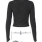 Dark Gray Striped Crop Tops Long Sleeve Fitted T Shirts Fashion 2026 Woman Fall Clothes