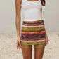 Women's Y2K Sequined Mini Skirts Fashion Low Waist Rainbow Color Tassel Hem Slim Fit Skirts Short Night Club Dress