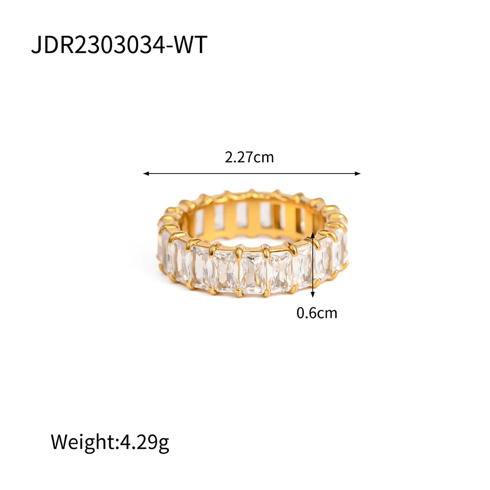 18K Gold Plated Stainless Steel Geometric Fashion Ring Waterproof Anti Allergic colorfast Fashion Jewelry Unisex 2024