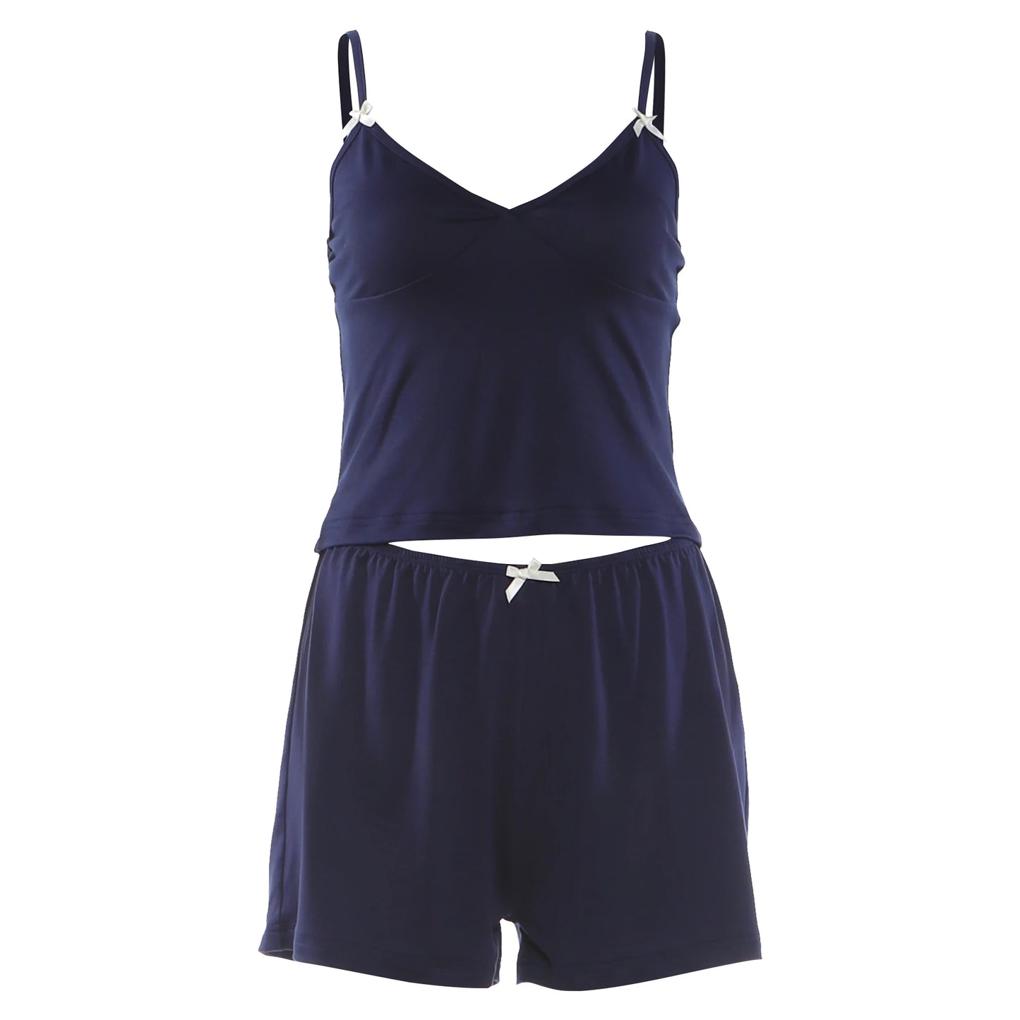 Sporty Streetwear Women Trend Simple 2-Piece Set Trend Fashion Bow Appliques Low Chest Camisole+Shorts Hottie Suits