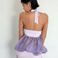 Low-Neck Mesh Patchwork Mini Dress Woman Lace-Up Halter Backless Shirring Skinny Wrap Hip Street Elegant Style Bodycon