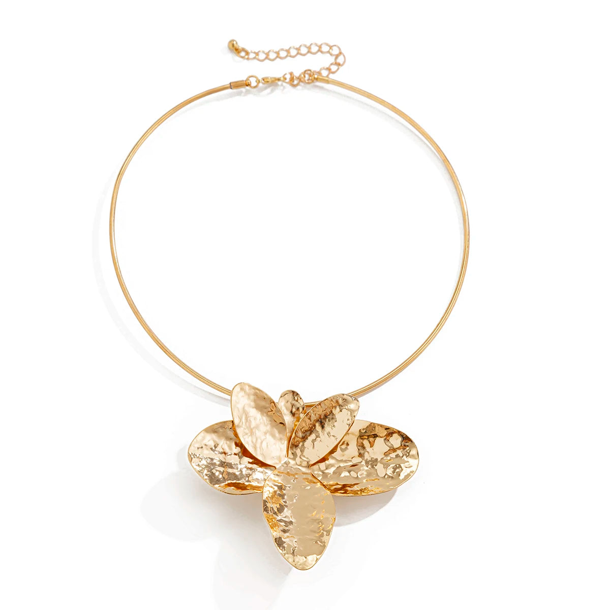 Exaggerated Punk Large Flower Torques Necklace Petal Stud Earrings for Women Grunge Jewelry Set Steampunk Party Gift