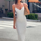 Polka Dot Spaghetti Strap Sexy Maxi Dress Women Gown Elegant White V Neck Sleeveless Backless Bodycon Club Long Dress