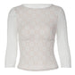 Textured 3/4 Sleeve Top White Floral Lace Crew Neck Fitted Shirts Elegant Women Clothes Autumn 2026