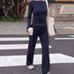Baggy Sweatpants Cozy Drawstring Lounge Pants Woman Bottoms Casual Wide Leg Trousers Black