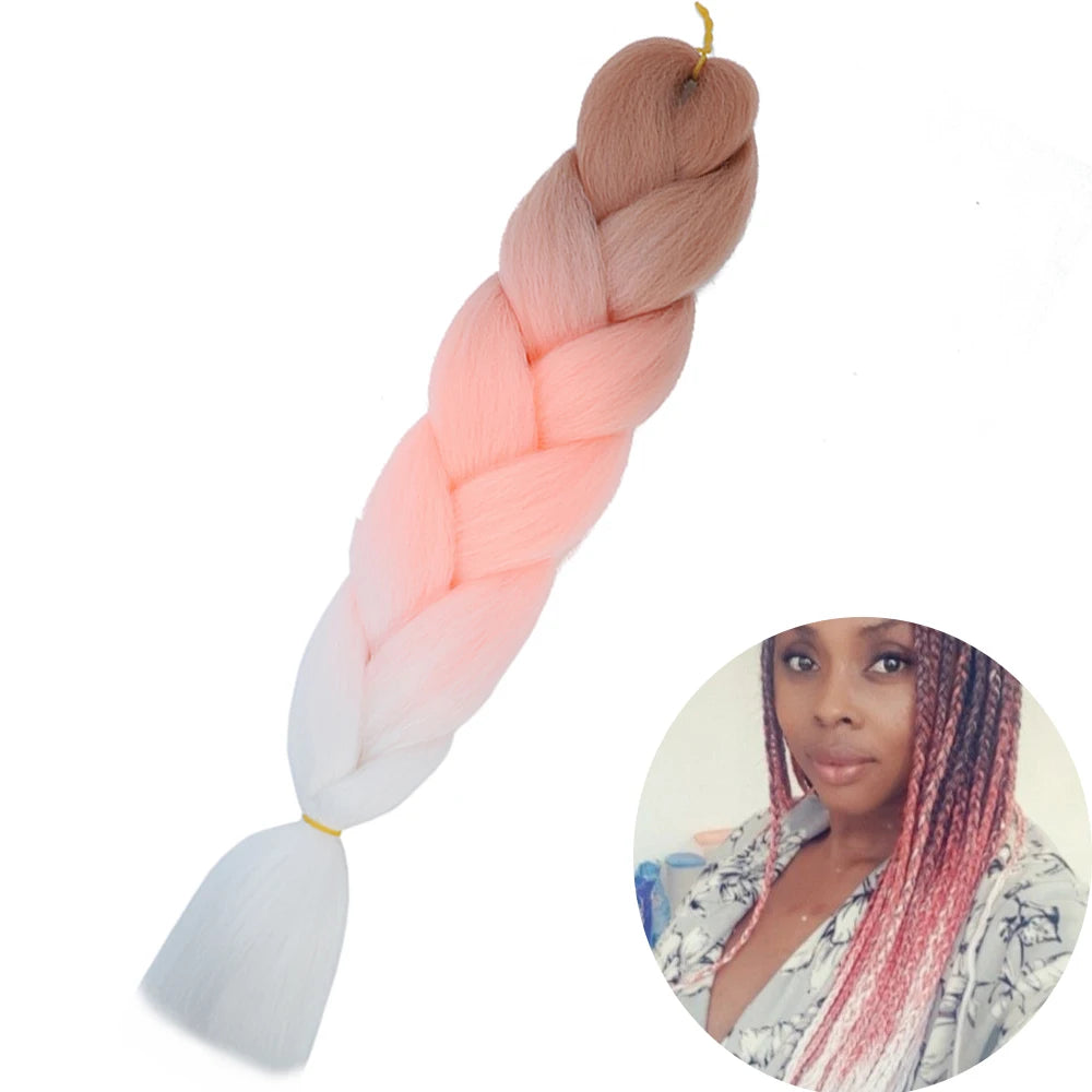 Synthetic Jumbo Braiding Hair Extension 24 Inch Heat Resistant Fiber In Bulk Ombre Jumbo Braids Hair For Black Women