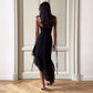 Asymmetrical Ruffled Dress Red Black Sleeveless Backless Long Dresses Sexy Outfits Woman Clothing