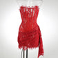 Elegant Lace Strapless Sexy Mini Dress For Women Fashion Off-shoulder Irregular Ruched Bodycon Night Club Party Dress