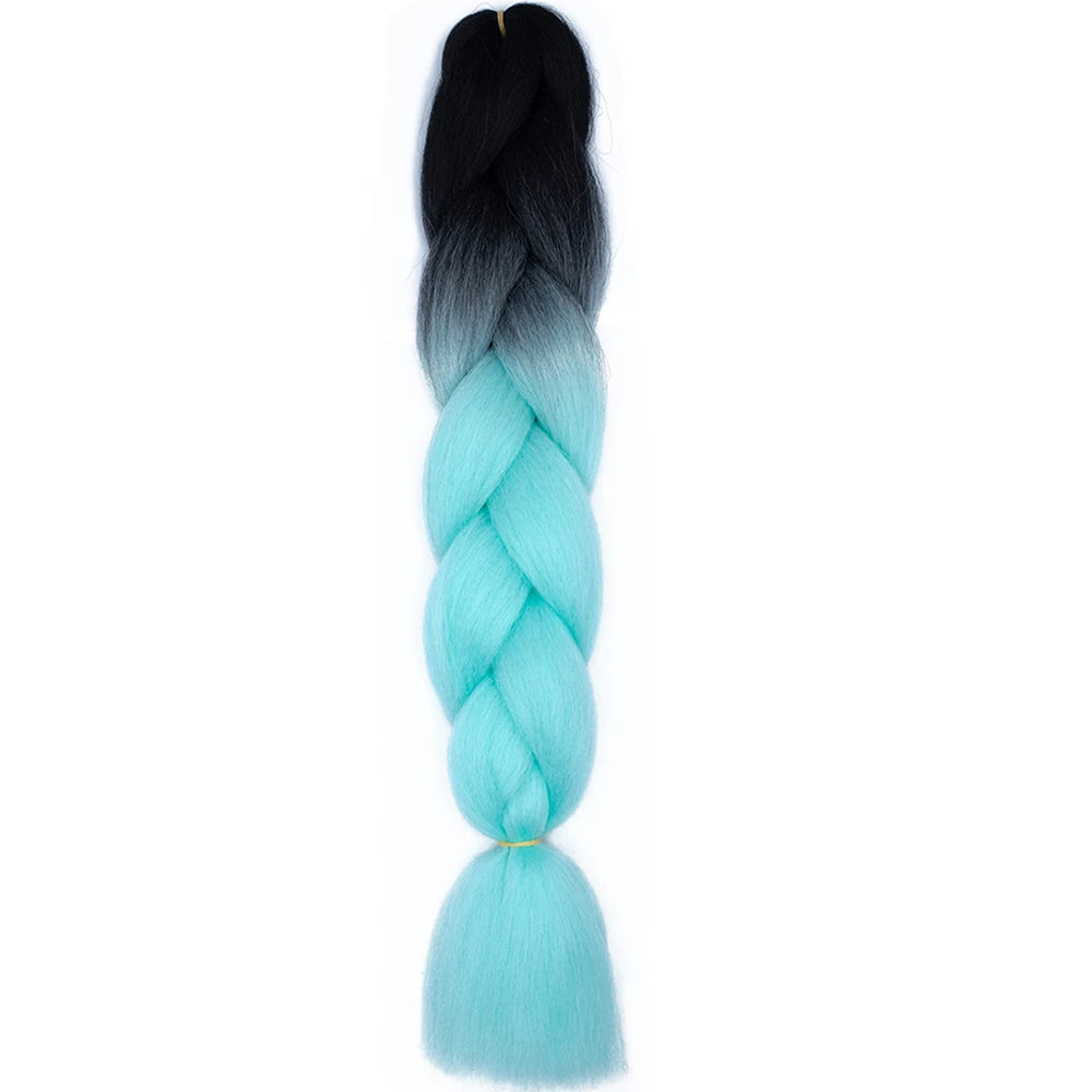 24 Inch Jumbo Box Braids Extensions Synthetic Braiding Hair DIY Hair Braids For Children Pink Purple Yellow Gray