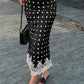 Vintage Floral Print Bodycon Long Skirt Women Polka Dot Lace Spliced Hem High Waist Mermaid Midi Skirt Casual Beachwear