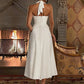 Women Halter Deep V Neck Sexy Midi Dress Pleated Bust Flared A‑Line Long Dress Elegant Evening Party Prom Dresses