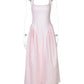 Plaid Printed Maxi Dress For Women Gown Summer New Spaghetti Strap High Waist A-line Backless Club Long Dress Vestido