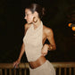 Sexy 2 Pieces Set Backless Halter Top and Maxi Skirt Matching Sets Summer Outfit Woman