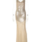 Silver Metallic Sexy Maxi Dress Women Elegant Spaghetti Strap Sleeveless Backless Bodycon Mesh Mermaid Party Long Dress