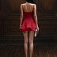 Low-Neck Dress Women Sleeveless Backless Flower Print Ruffles Hem Skinny Summer New Trend Party Classic Bodycon