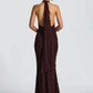 Halter Deep V Neck Sexy Maxi Dress Women Gown Fashion Sleeveless Backless Draped Ruched Club Party Long Dress Female