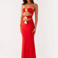 Metal Rose Hollow Out Sexy Maxi Dress Women Beach Holiday Gown Strapless Off-shoulder Backless Bodycon Club Long Dress