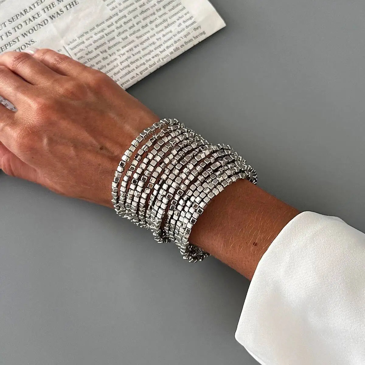 Vintage Multi Layer Wide Bracelet for Women Punk CCB Acrylic Bead Chain Bangle Bracelet 2026 Fashion Jewelry Accessories