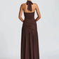 Elegant Backless Sexy Maxi Dress Set Women Halter Bodysuit And Maxi Skirt Matching Set Female Ruched Split Dress Sets