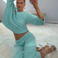 Casual Comfortable 2 Piece Set Woman Autumn Trend Skew Collar Full Sleeve T-Shirts+Long Pants Simple Style Outfits