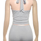Folds 2-Piece Set Women Lace-Up Halter Backless Single-Breasted Tank Tops+Shorts Summer Trend Street Matching Suit