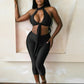 Sexy 2-Piece Set Womenmetal Ring Hollow Backless Bandage Tassel Vest+Peachy Butt Simple Short Midnight Classic Outfit