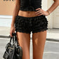 Women Ruffle Lace Bloomers Multi Layered Floral Lace Trim Mini Shorts Elastic Waist Cute Pettipants Y2K Lolita Underwear