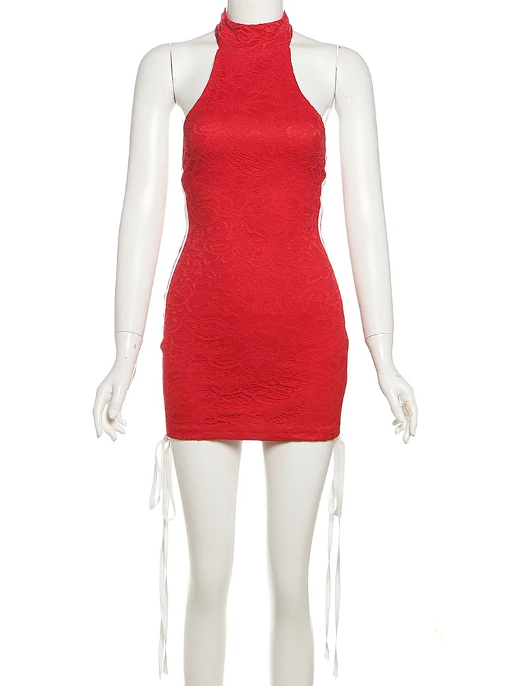 Dress Women Jacquard Double Deck Button Sleeveless Bandage Tassels Backless Skinny Stretch Sexy Midnight Mini Bodycon