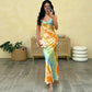 Colorful Print Cowl Neck Backless Fishtail Maxi Dress Sexy Elegant Party Dresses for Woman Clothing