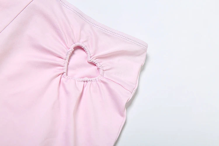 Heart Hollow 2 Piece Set Women o-Neck Sleeveless Tops+Skinny Stretch Pants Vacation Casual Simple Elegant Solid Suits