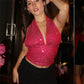 Chic Sequins Women Tank Vest Halter Backless Sleeveless Crop Top Female Summer Lady Party Club Outfits Y2K Streetwear