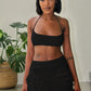 Crochet 2 Piece Set Woman Sexy Beach Vacation Backless Bandage Halter Camisole+Tassel Skirts Party Matching Clubwear