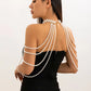 Bridal Tassel Imitation Pearl Shoulder Chain Necklace for Women Elegant Shawl Wedding Jewelry Accessories