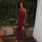 Strapless Maxi Dress with Ruched Asymmetric Draped Mesh Evening Party Dresses for Ladies Elegant
